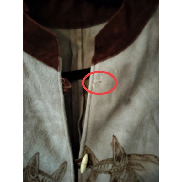 4230) Vintage Unisex Leather Western, Cowboy, Poncho Incised Horse with Fringe - Picture 8 of 8